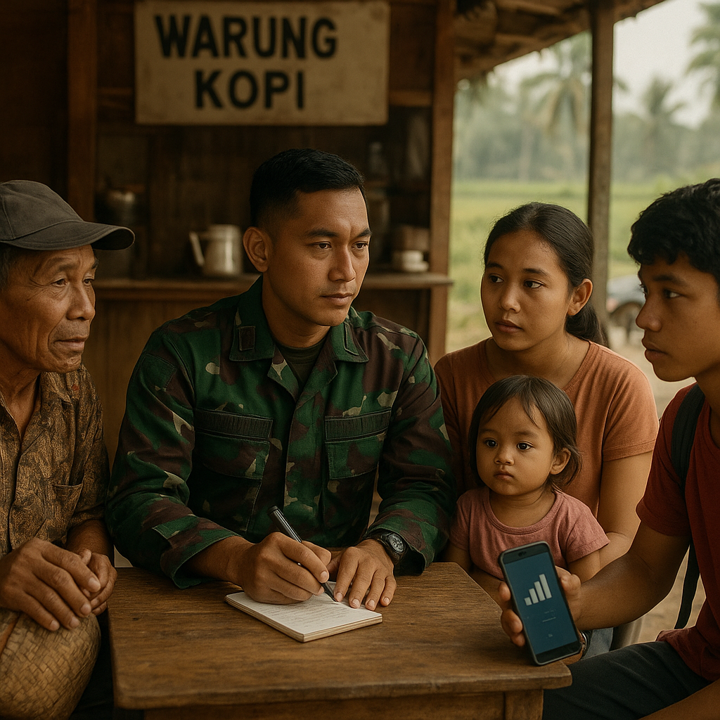Komsos di Warung Kopi, Babinsa Dengarkan Keluhan Warga tentang Jaringan Internet yang Lemah