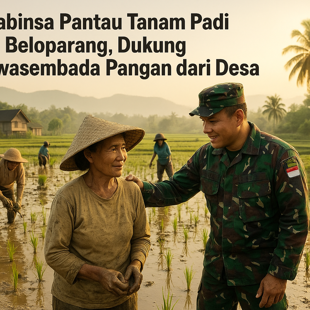 Babinsa Pantau Tanam Padi di Beloparang, Dukung Swasembada Pangan dari Desa