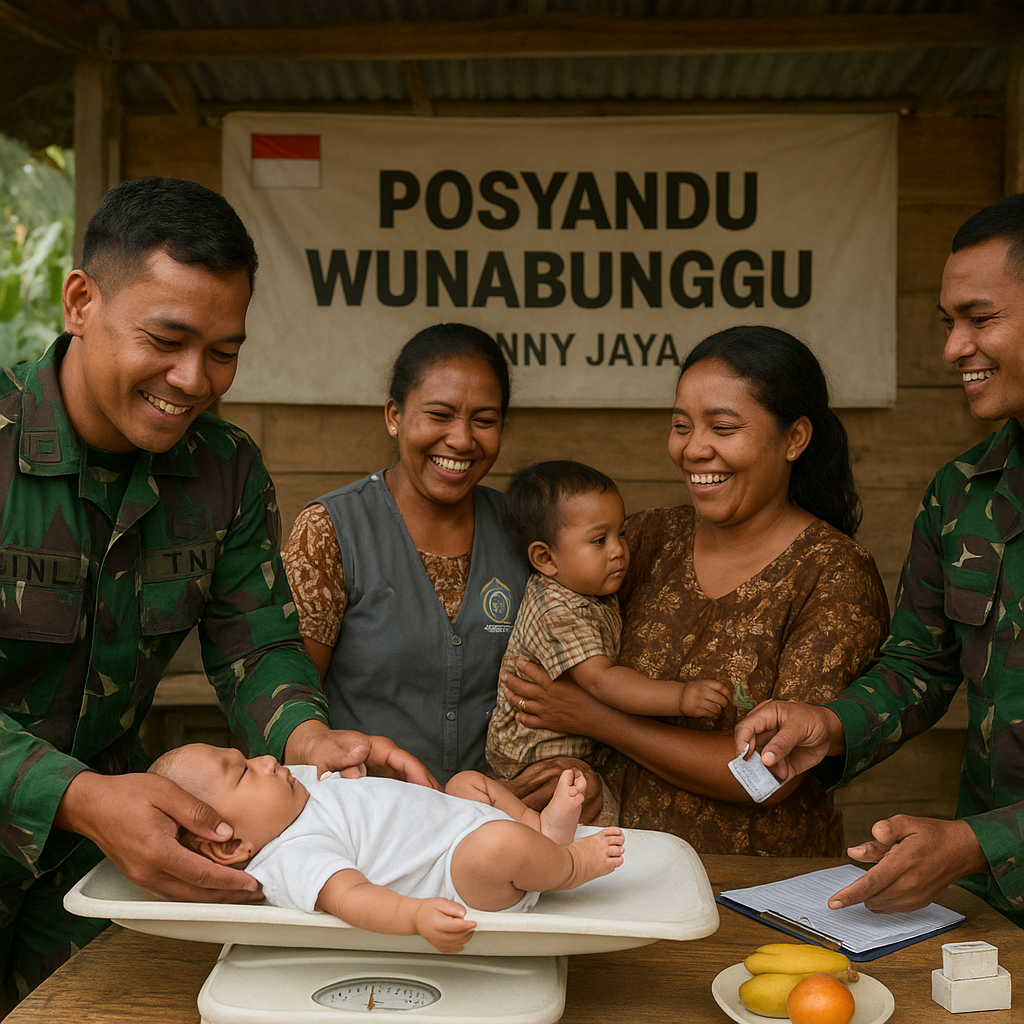 Kolaborasi Hangat TNI dan Nakes di Posyandu Wunabunggu