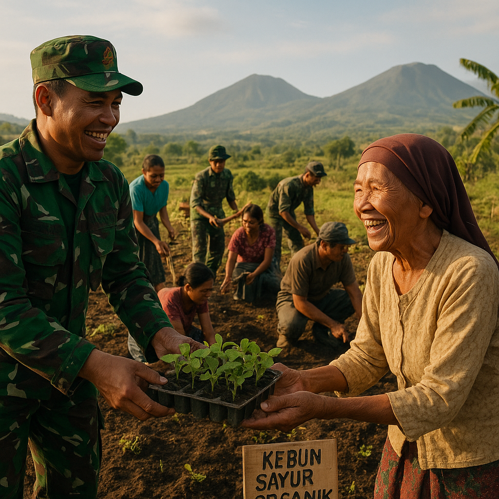 TNI dan Warga Garap Lahan Tidur Jadi Kebun Sayur Organik di Flores