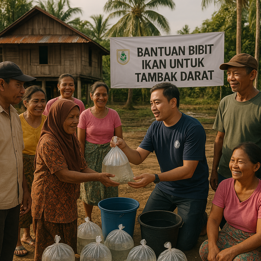 Warga Desa di Kalimantan Terima Bantuan Bibit Ikan untuk Tambak Darat