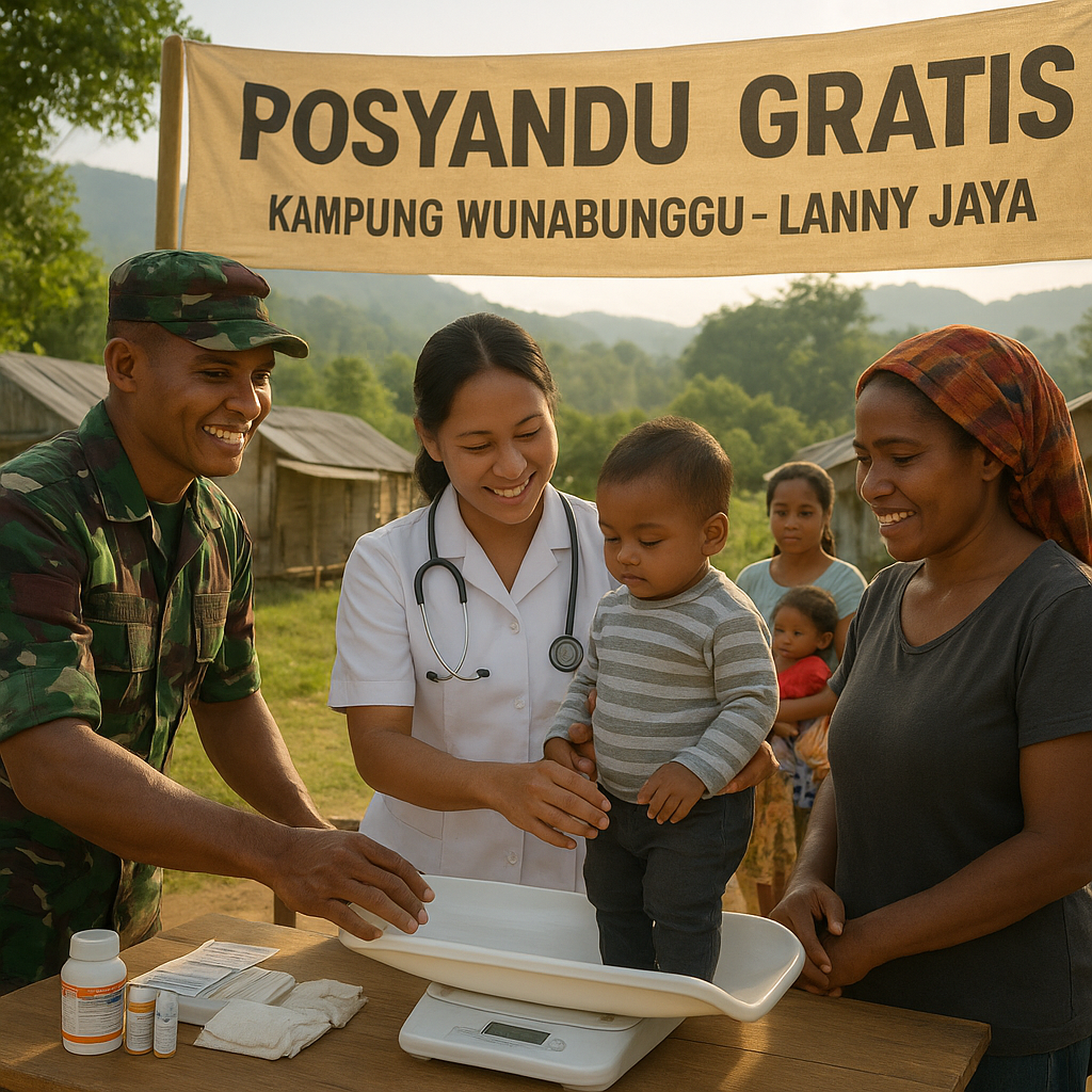 Sinergi di Lanny Jaya: TNI dan Nakes Buka Posyandu Gratis untuk Mama-Mama Papua