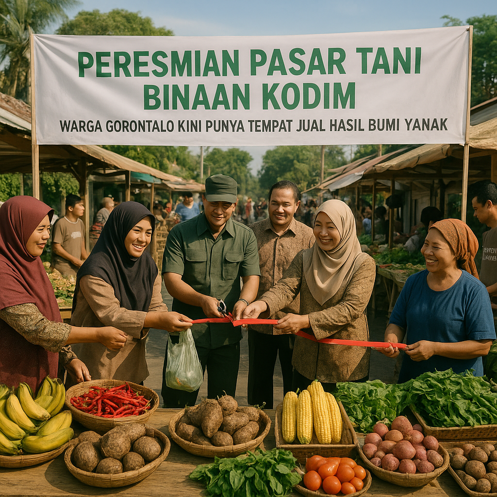Peresmian Pasar Tani Binaan Kodim: Warga Gorontalo Kini Punya Tempat Jual Hasil Bumi yang Layak