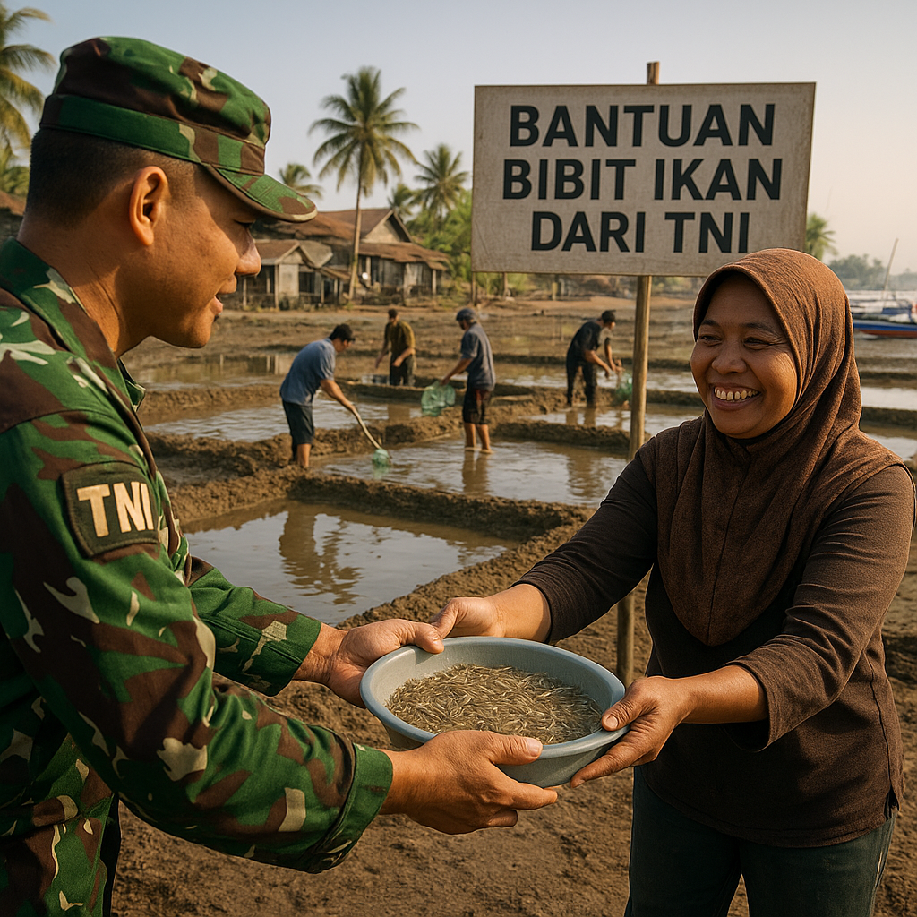 Bantuan Bibit Ikan dari TNI, Warga Desa Pesisir Kini Punya Kolam Mandiri