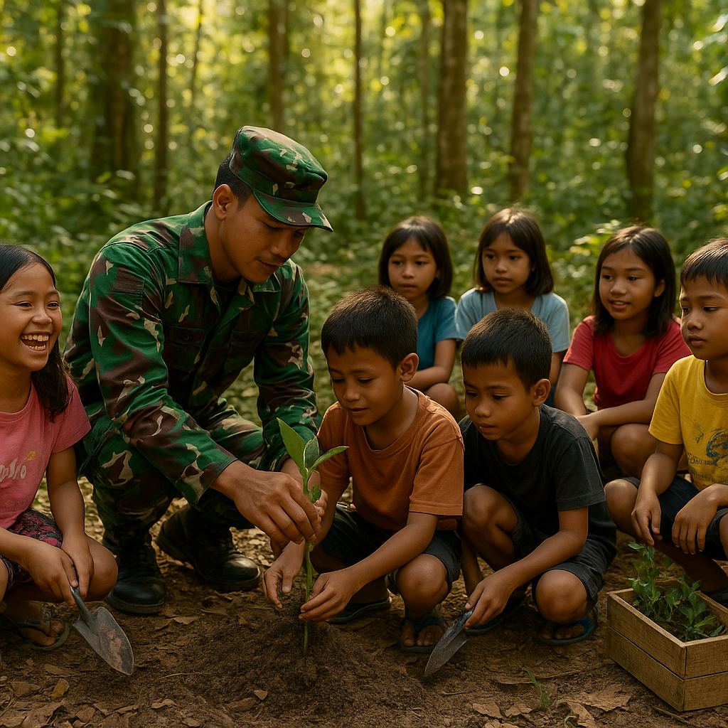 Prajurit TNI Jadi Guru "Kelas Alam", Ajak Anak-anak Pelosok Kalimantan Kenal Lingkungan