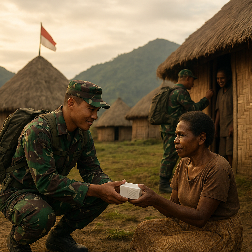 Merah Putih Berkibar di Puncak Papua, Prajurit Satgas Obati Warga dari Honai ke Honai