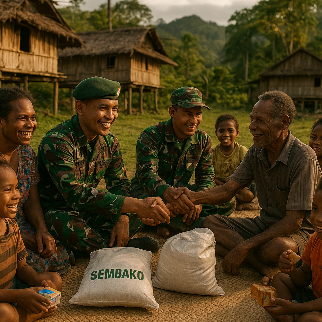TNI dan Warga Duduk Bersama di Dokome, Sembako hingga Biskuit untuk Anak-Anak Perkuat Harapan Papua Damai