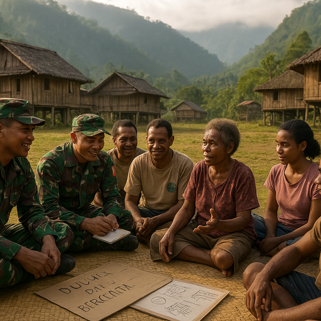 TNI dan Warga Dokome Pererat Hubungan lewat Duduk dan Bercerita