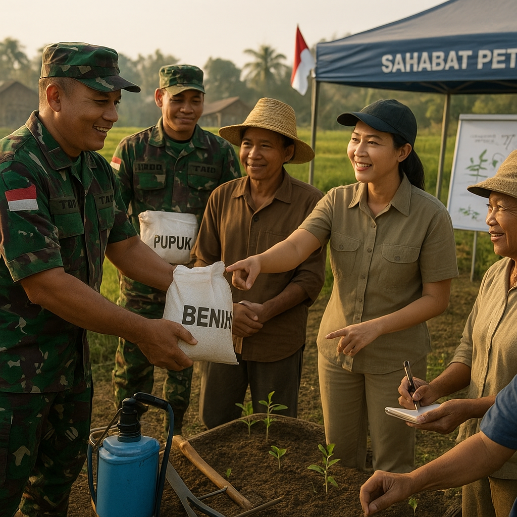 Bantuan Saprotan dan Pelatihan Pertanian dari Satgas TNI untuk Petani di Desa Sukamakmur