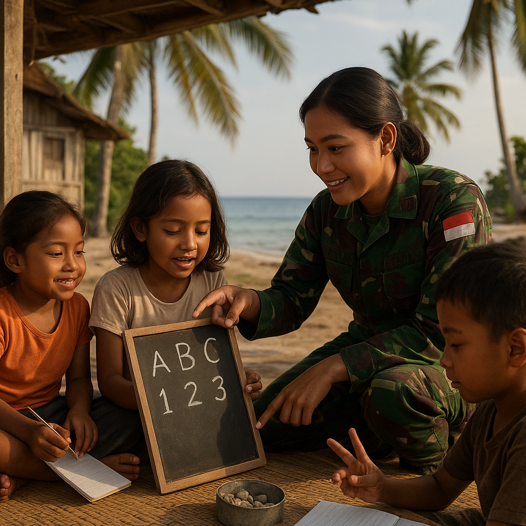 Kisah Hangat Prajurit TNI yang Jadi Guru Dadakan untuk Anak-anak di Pulau Terpencil