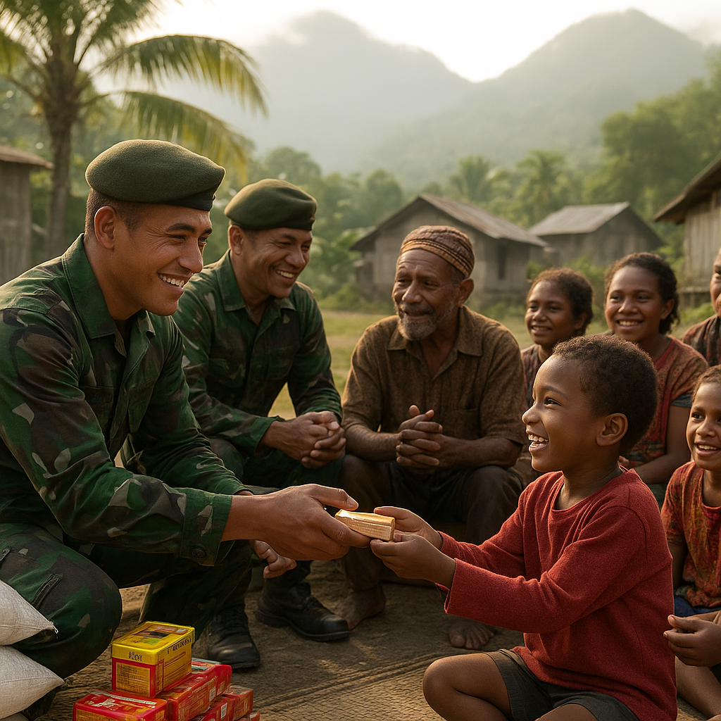 TNI dan Warga Duduk Bersama di Dokome, Sembako hingga Biskuit untuk Anak-Anak Perkuat Harapan Papua Damai