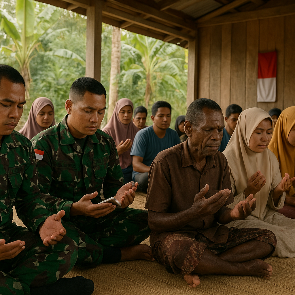 TNI dan Warga Beribadah Bersama, Pererat Kebersamaan di Pogapa