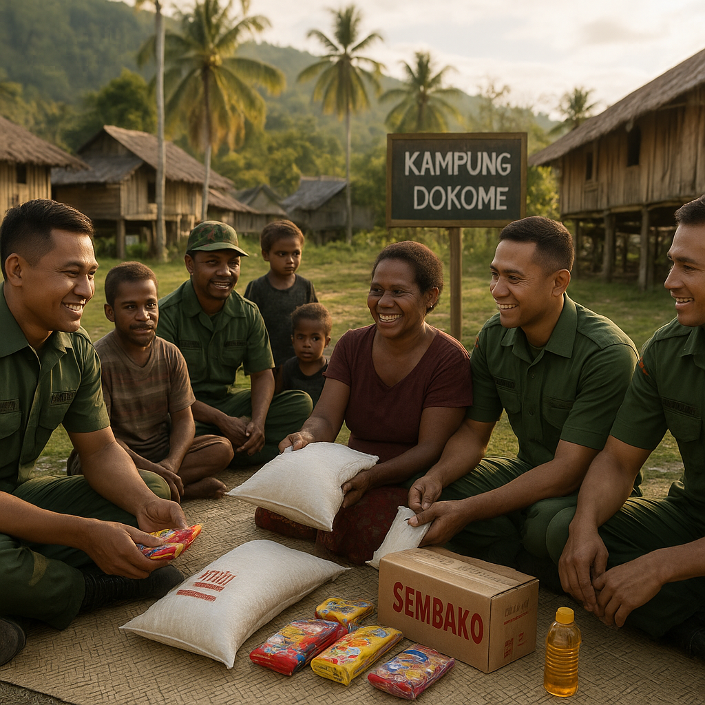 TNI dan Warga Duduk Bersama di Dokome, Sembako hingga Biskuit untuk Anak-Anak Perkuat Harapan Papua Damai