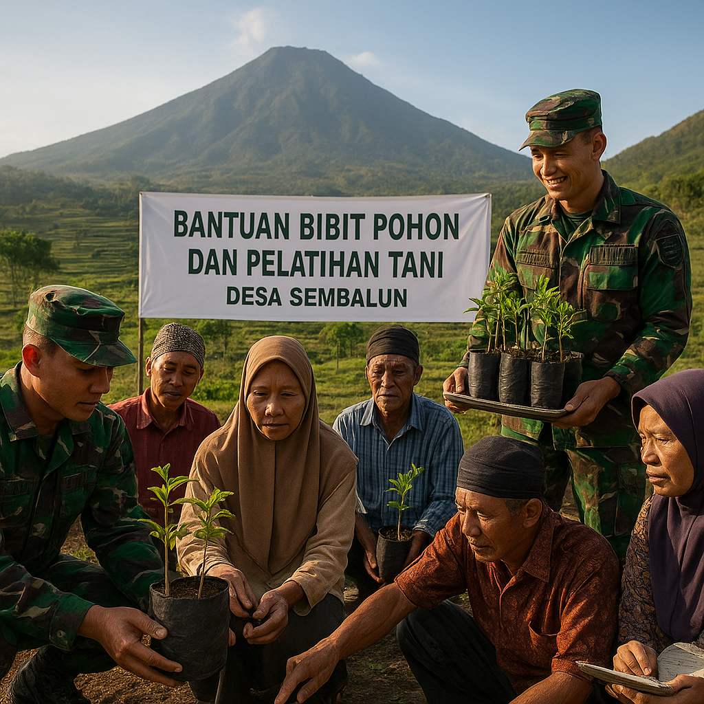 Warga Lereng Rinjani Terima Bantuan Bibit Pohon dan Pelatihan Tani dari TNI