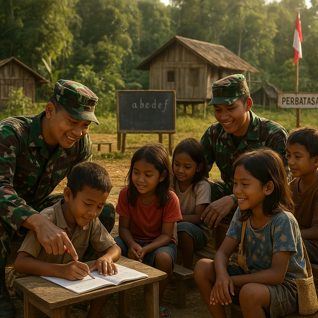 Kisah Prajurit TNI Jadi Guru Dadakan untuk Anak-Anak di Perbatasan Kalimantan