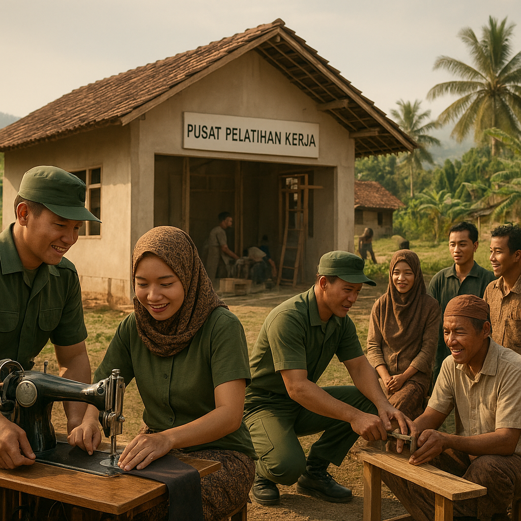 TNI Membantu Warga Desa di Jawa Tengah Membangun Pusat Pelatihan Kerja