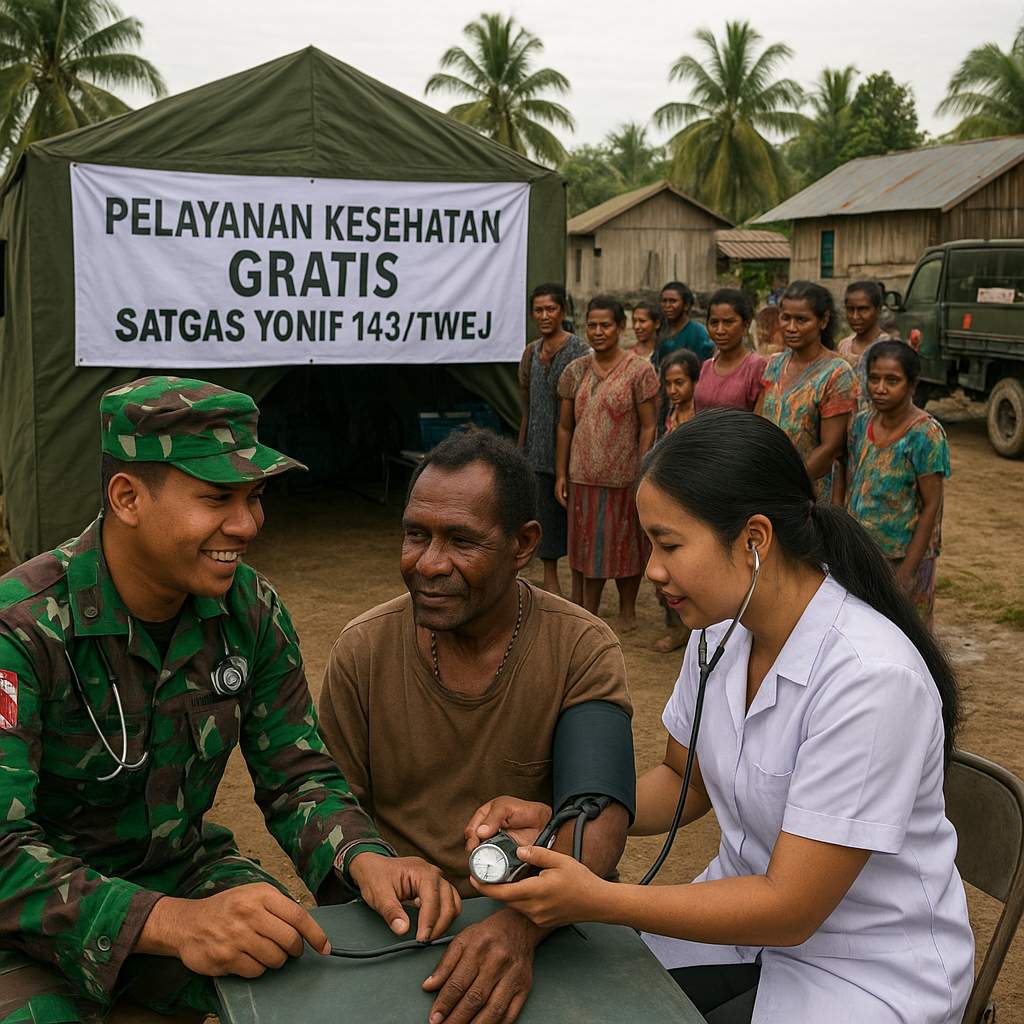 TNI Jemput Bola Berobat ke Perbatasan, Warga Rawa Biru Antusias Periksa Kesehatan Gratis