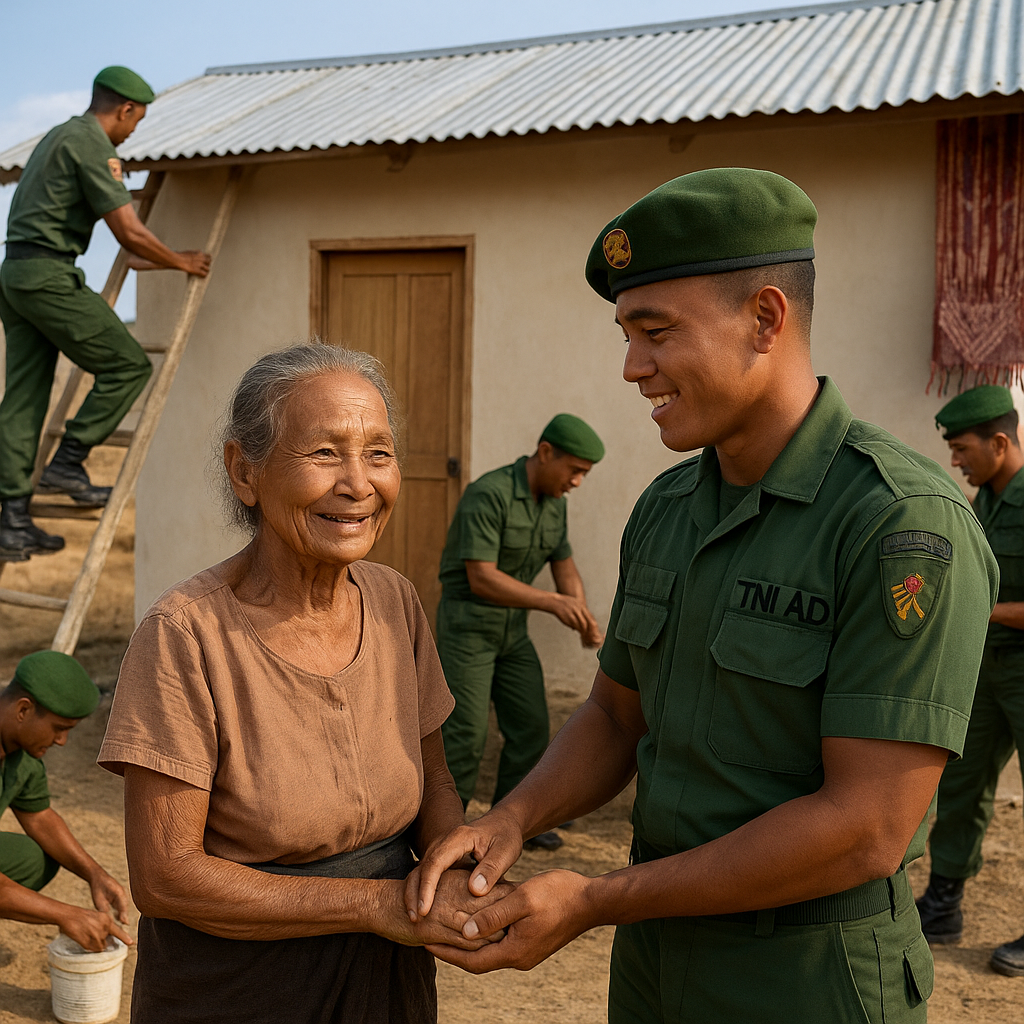 Bhakti Sosial TNI AD Perbaiki Rumah Warga Lansia di Sumba Timur