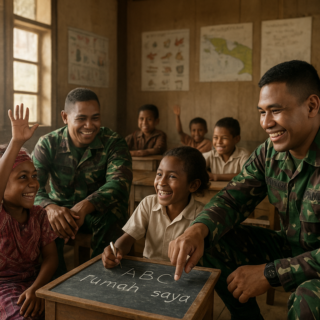 Satgas Pamtas Bantu Mengajar di SD Terpencil Yahukimo