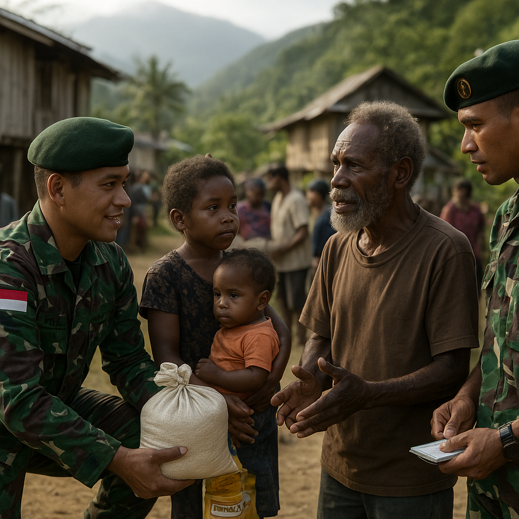Komsos Humanis di Puncak Jaya, TNI Bagikan Sembako dan Dengarkan Aspirasi Warga
