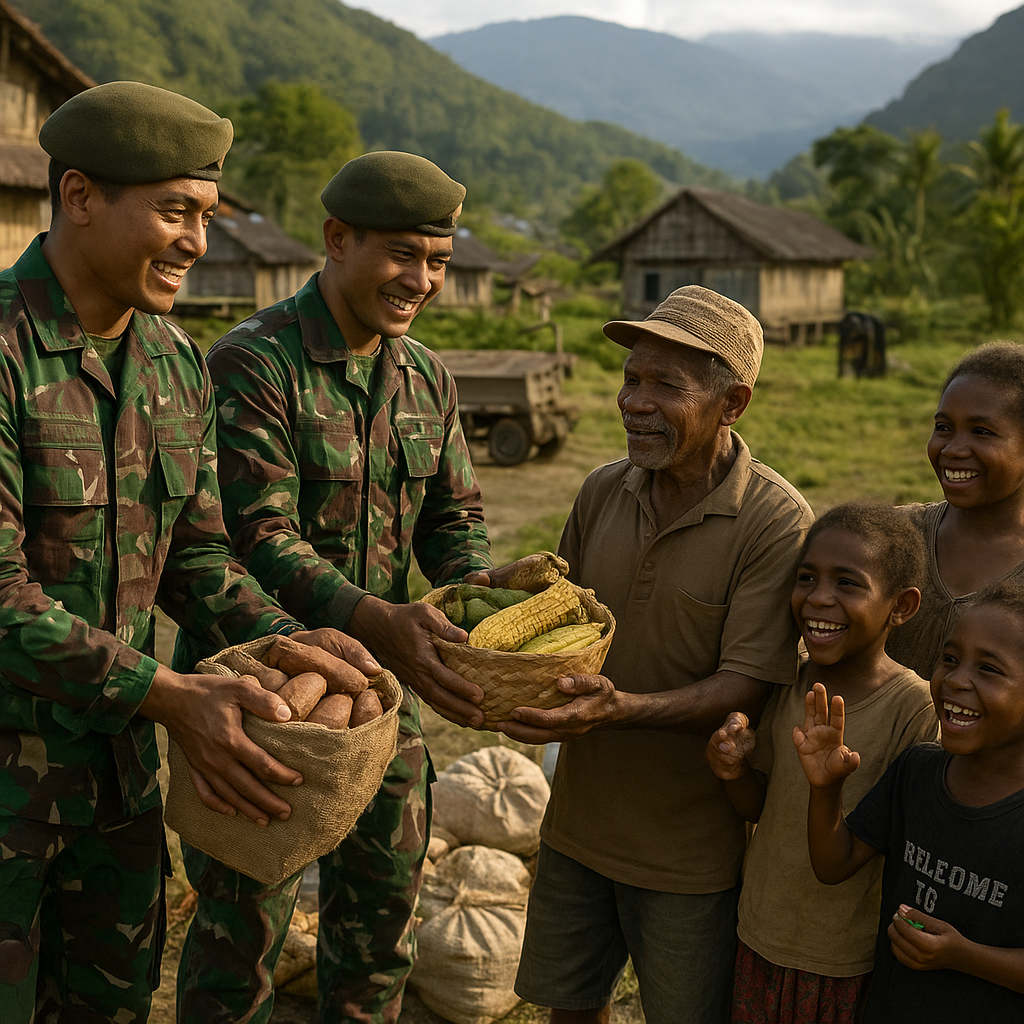 Patroli Sambil Borong Hasil Tani, Satgas Marinir Bantu Petani dan Bikin Anak Papua Tersenyum