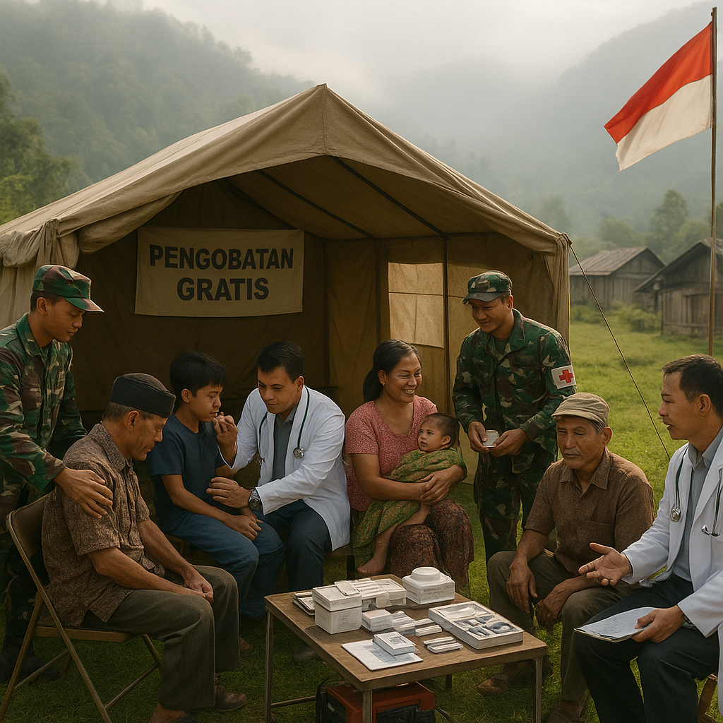 Dokter Prajurit TNI Gelar Pengobatan Gratis di Desa Terpencil Pegunungan
