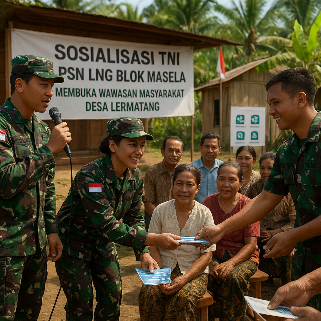 Sosialisasi TNI Buka Wawasan Masyarakat Desa Lermatang Dukung Pembangunan PSN LNG Blok Masela