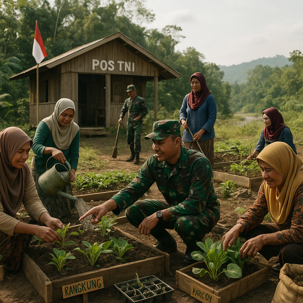 Dari Pos TNI di Perbatasan, Tumbuh Kebun Edukasi Sayur Organik untuk Ibu-Ibu Desa