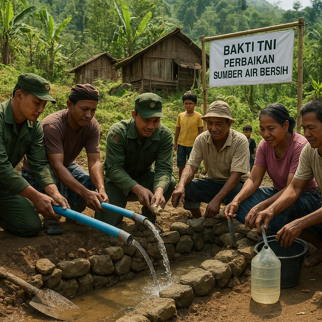 Bhakti TNI di Lereng Gunung: Perbaikan Sumber Air Bersih Akhirnya Sampai di Dusun Teralih
