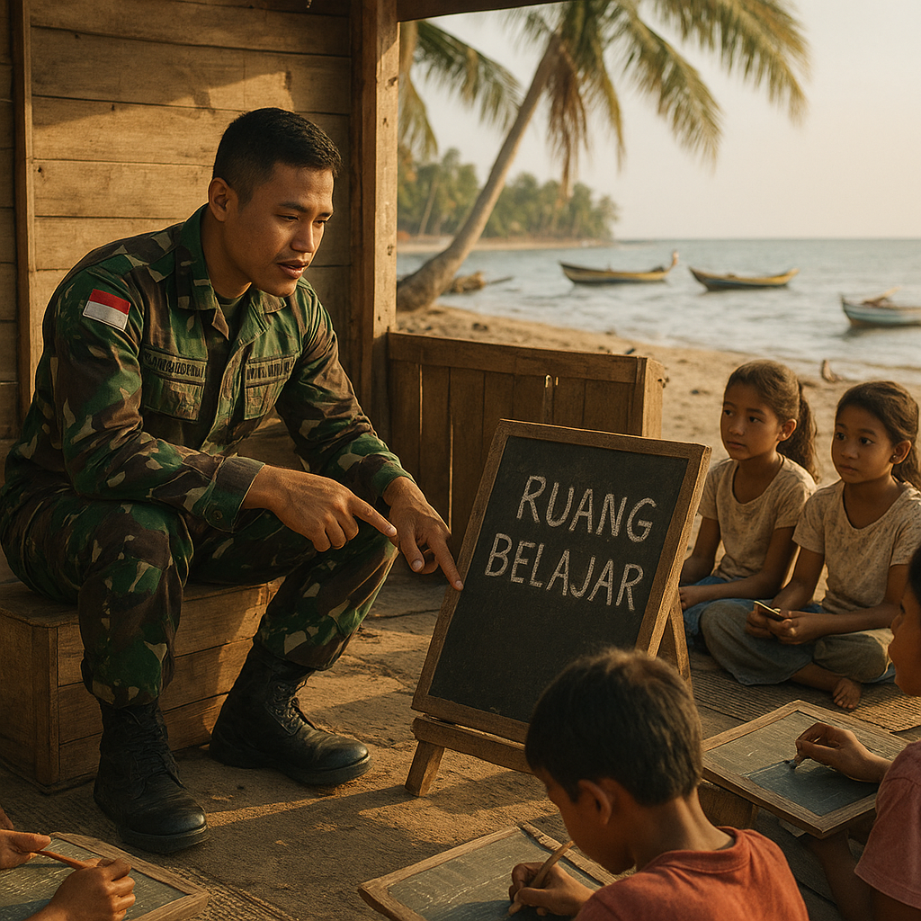Kisah Prajurit TNI yang Jadi Guru Dadakan untuk Anak-Anak Pesisir