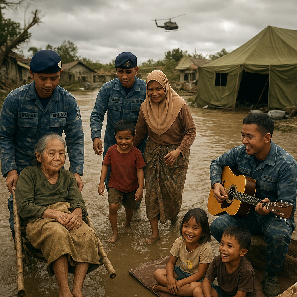 Prajurit TNI AU Bantu Evakuasi Warga Terdampak Banjir Bandang di Sulawesi Tengah