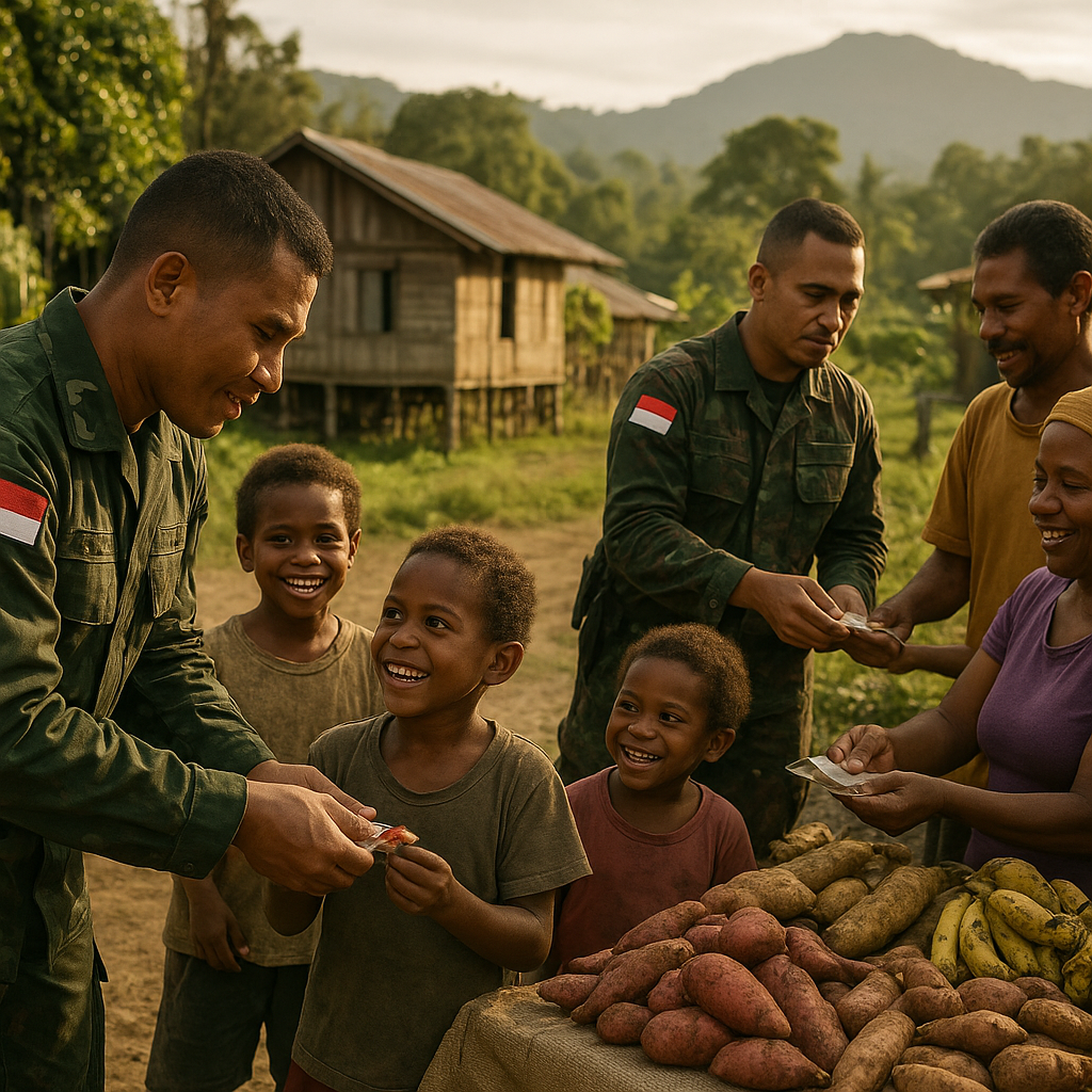 Cokelat, Cerita, dan Hasil Bumi: Marinir TNI AL Menyapa Kehangatan Kampung Obano di Papua