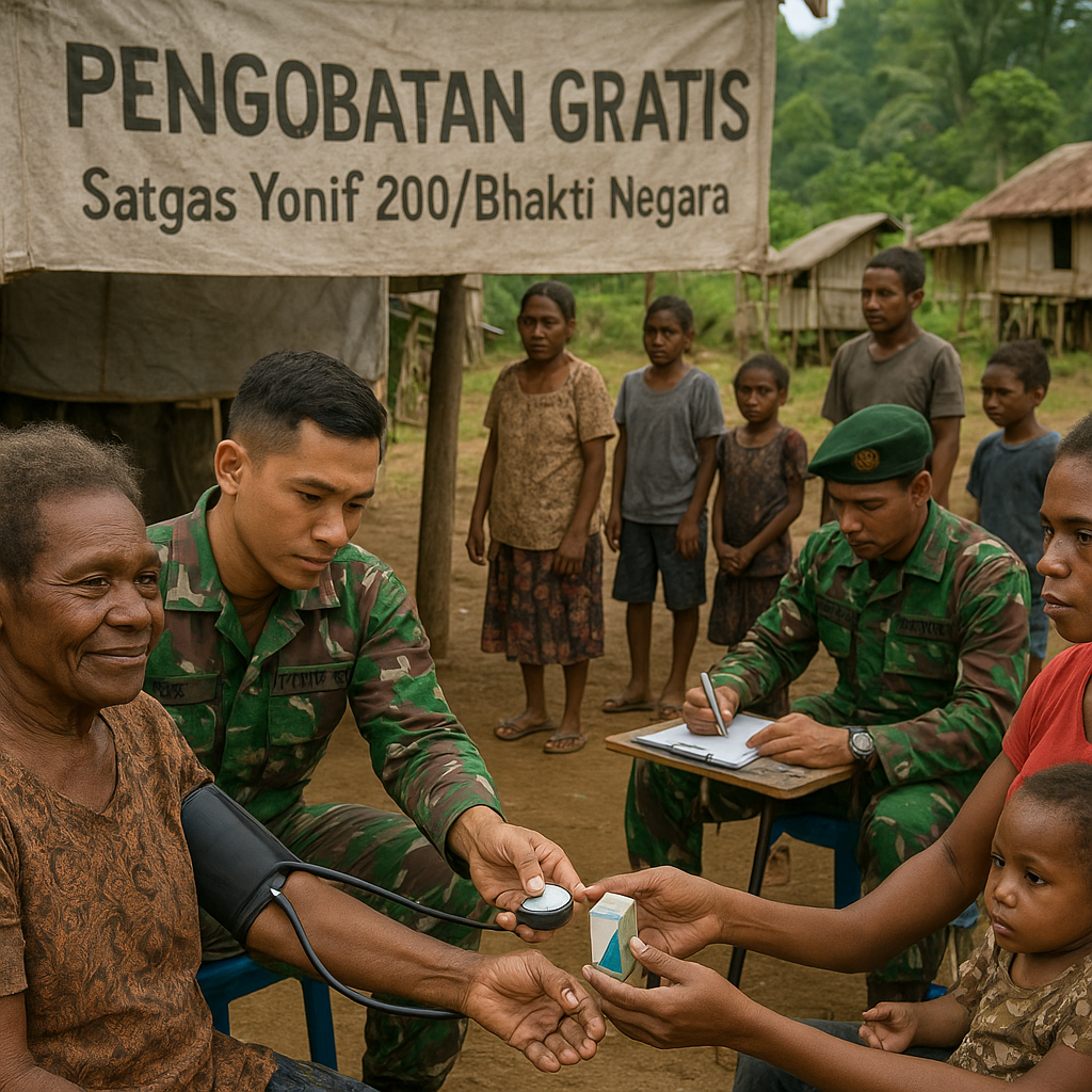 Angin Segar di Pedalaman Nduga: Satgas Yonif 200 Hadirkan Pengobatan Gratis untuk Warga