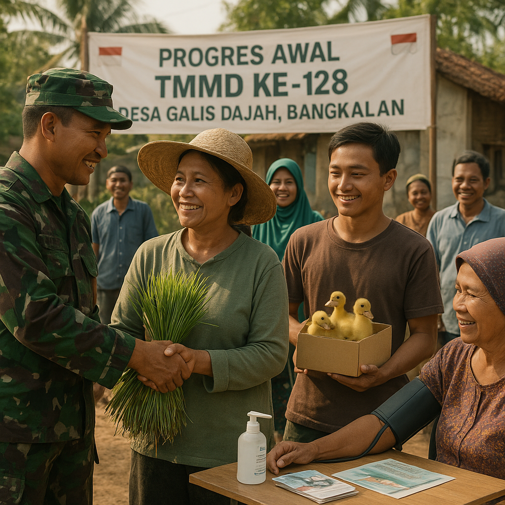 Progres Awal TMMD Ke-128 di Bangkalan, Beberapa Sasaran Nonfisik Tuntas 100 Persen