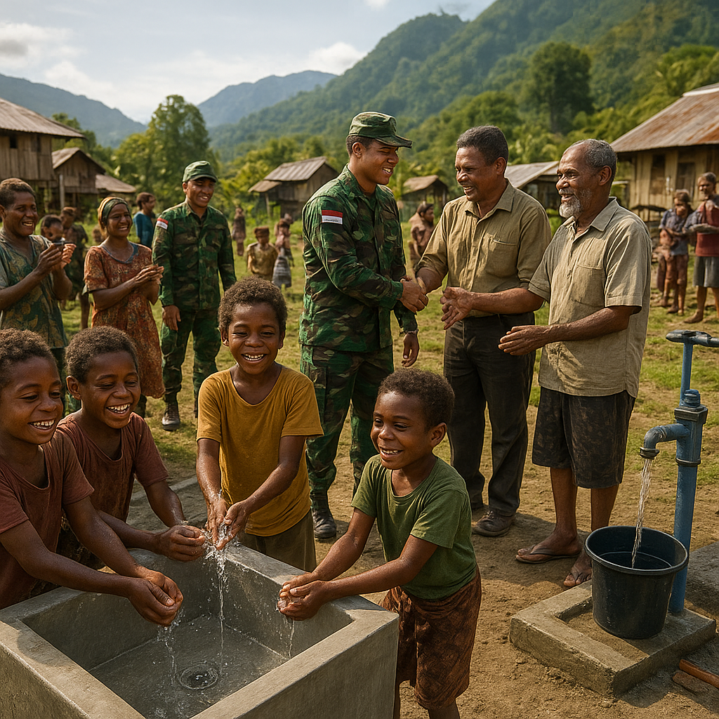 TNI Bangun MCK dan Sumur Bor di Pelosok Yahukimo, Anak-Anak Kini Bisa Mandi Bersih