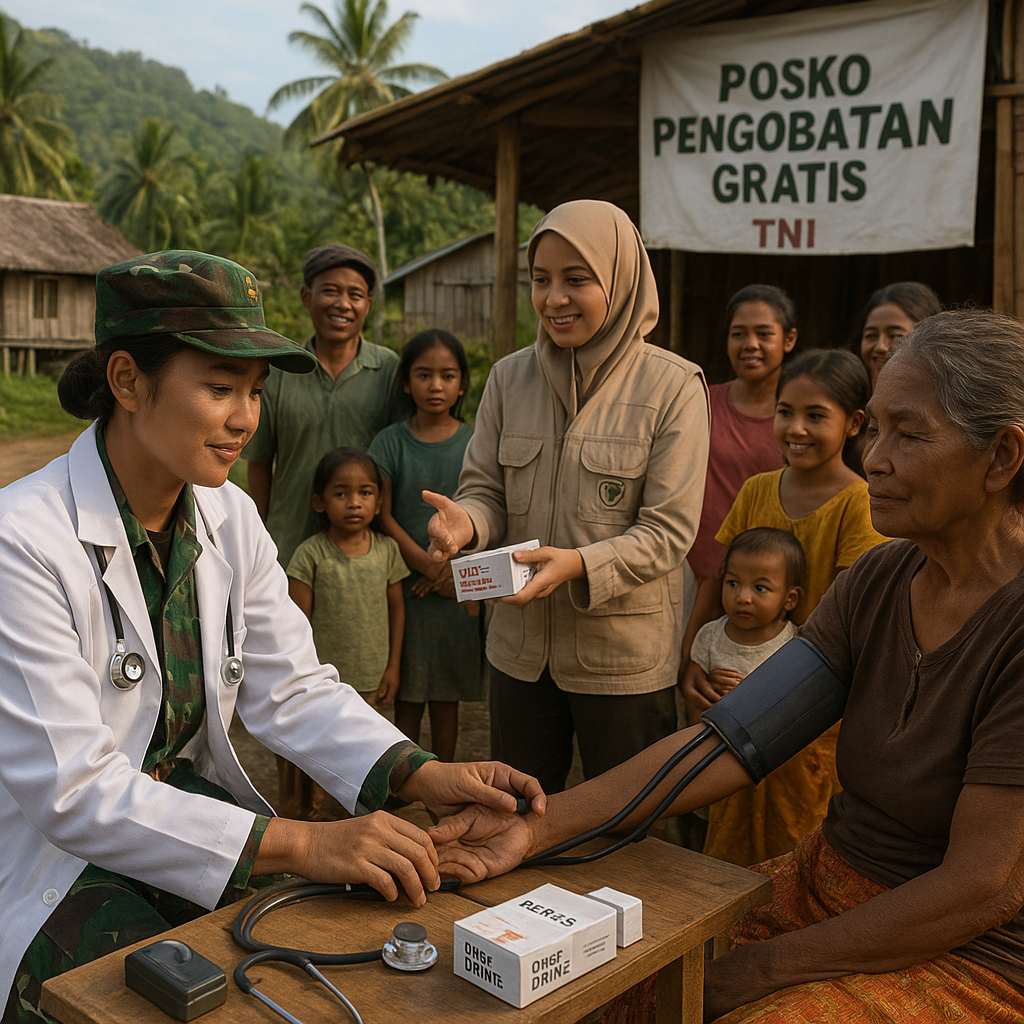 Dokter Prajurit TNI Buka Posko Pengobatan Gratis di Desa Terisolasi Halmahera