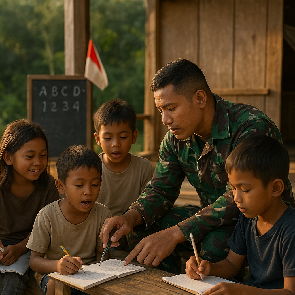 Kisah Prajurit TNI Jadi Guru Dadakan bagi Anak-Anak Perbatasan di Kalimantan