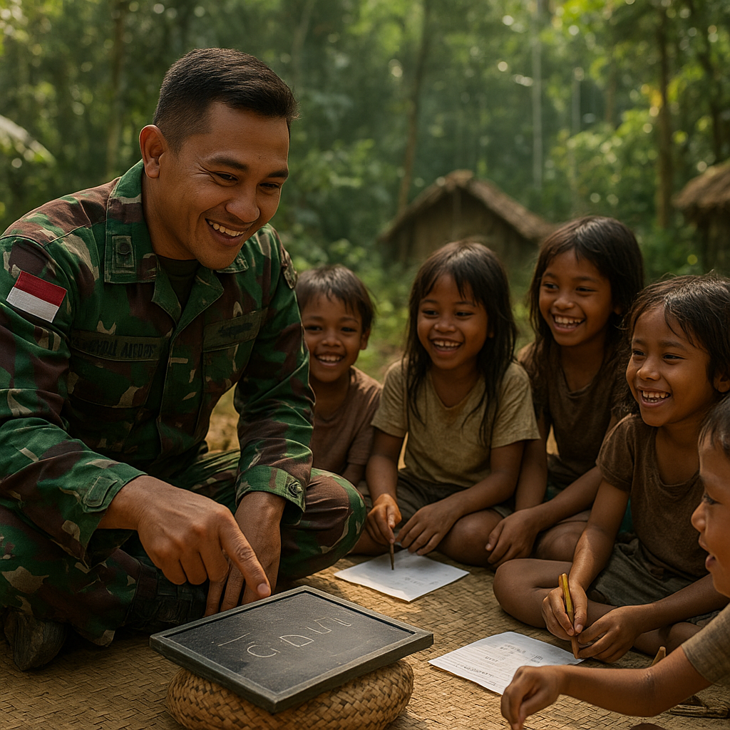 Kisah Prajurit TNI yang Jadi Guru Dadakan untuk Anak-anak Suku Anak Dalam