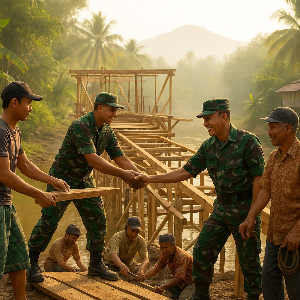 Sinergi TNI dan Warga, Pembangunan Jembatan Aramco di Desa Pakava Berjalan Optimal