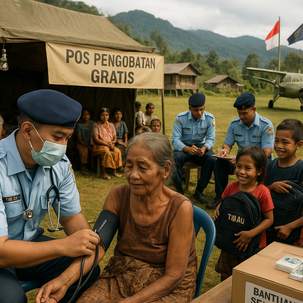 TNI AU Hadir di Ujung Negeri, 300 Warga Krayan Dapat Pengobatan Gratis