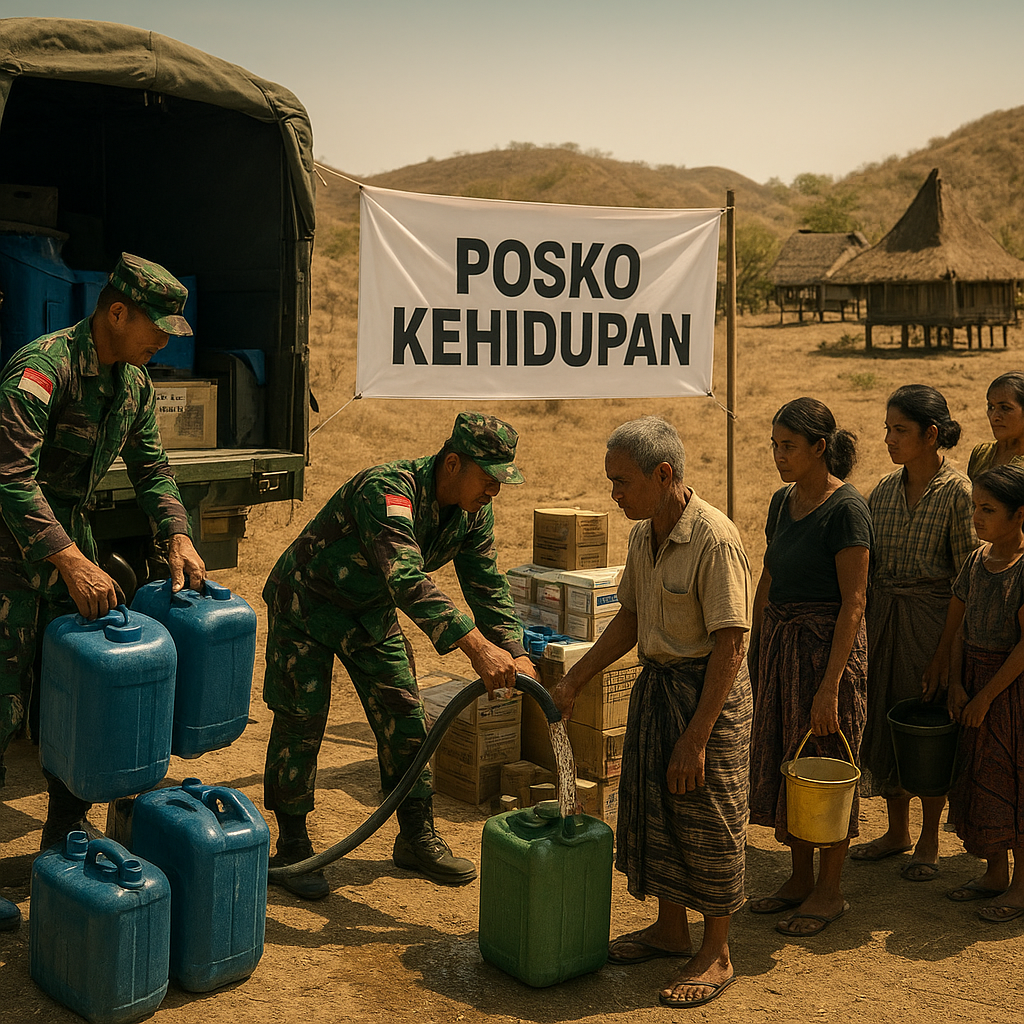 Prajurit TNI Dirikan Posko Kehidupan, Antar Air Bersih ke Desa Terpencil di Sumba