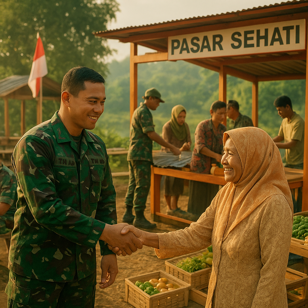 TNI AD Bantu Revitalisasi Pasar Tradisional Desa di Perbatasan Kalimantan