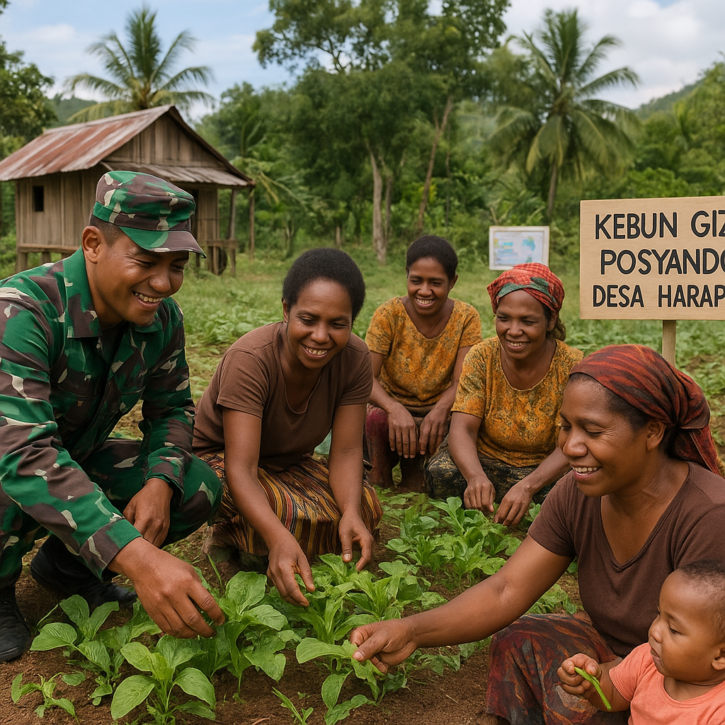 Inovasi Prajurit: Ubah Lahan Tidur Jadi Kebun Gizi untuk Posyandu di Desa Papua