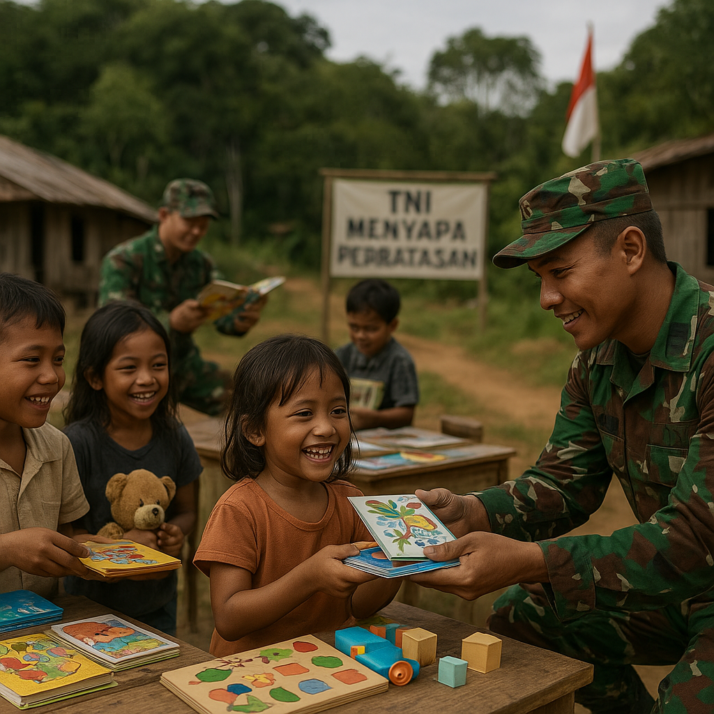 Wajah Ceria Anak-anak di Tapal Batas Nusantara: TNI Bagikan Buku dan Mainan