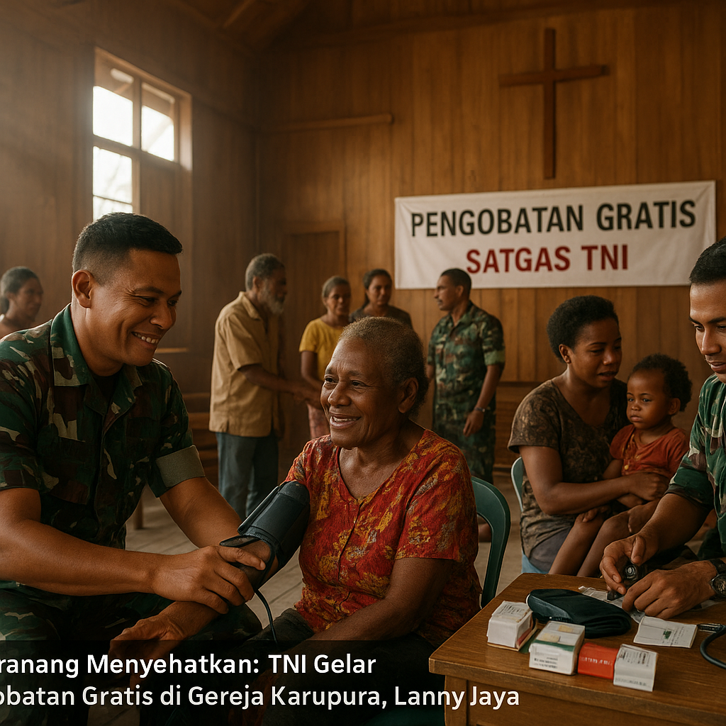 Patroli yang Menyehatkan: TNI Gelar Pengobatan Gratis di Gereja Karupura Lanny Jaya