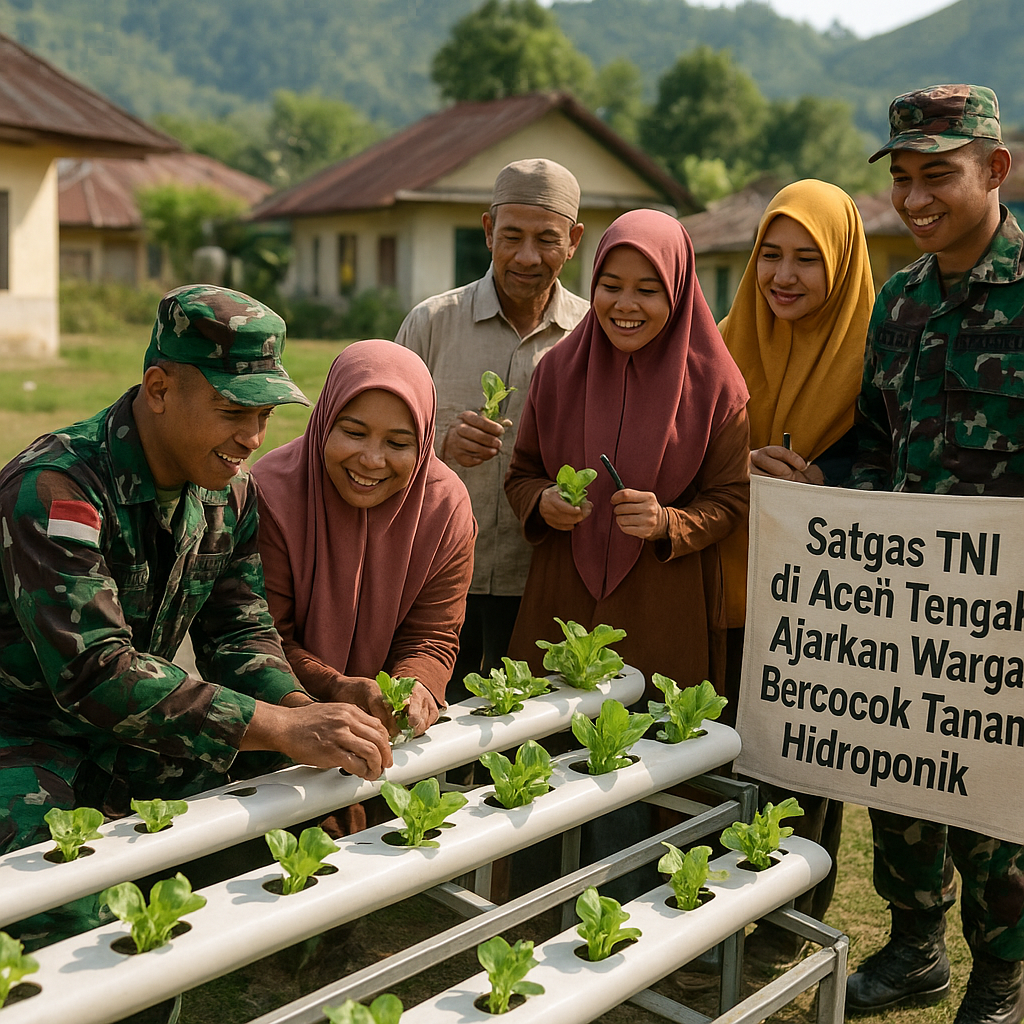 Satgas TNI di Aceh Tengah Ajarkan Warga Bercocok Tanam Hidroponik
