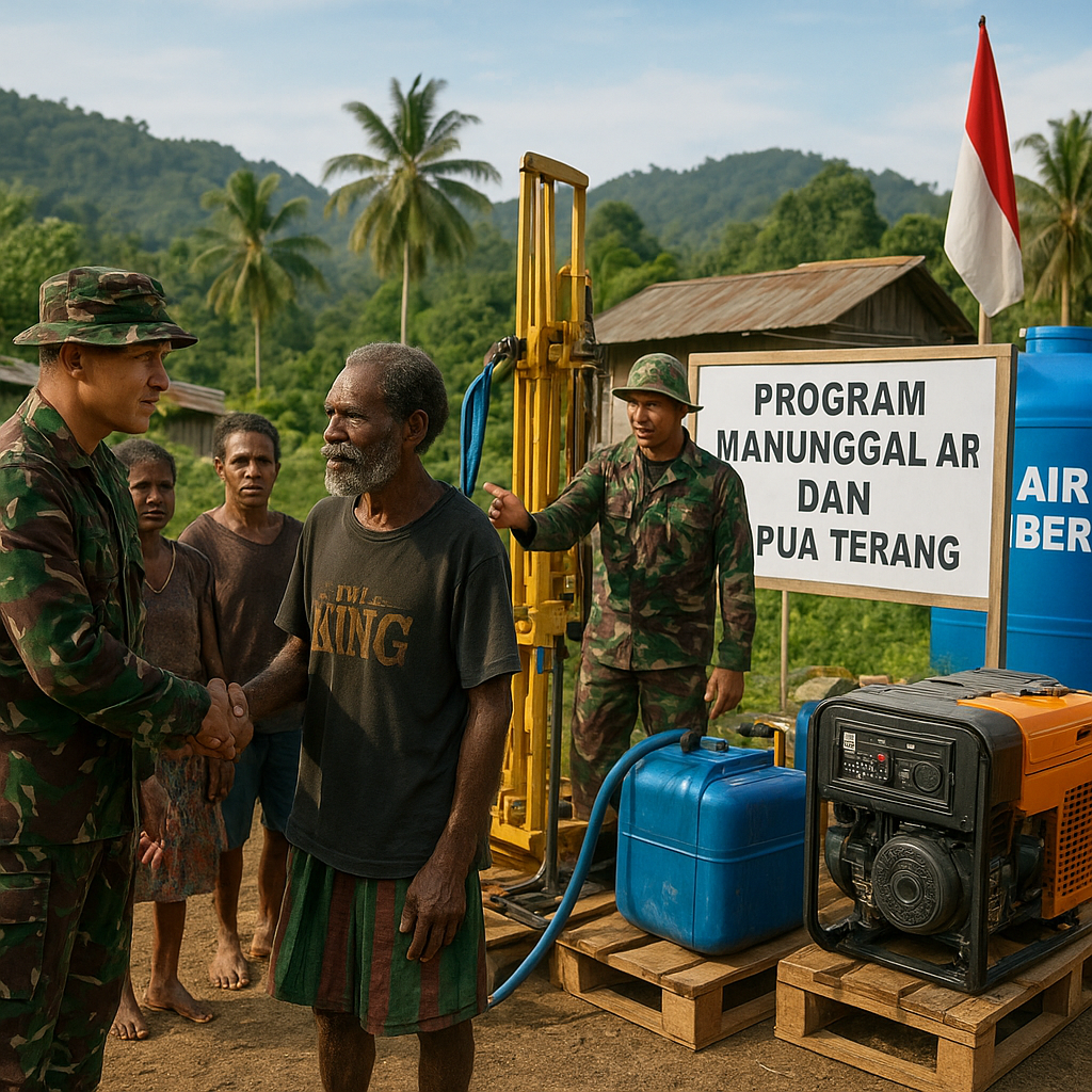 Perluas Akses Air Bersih dan Listrik di Papua, TNI AD Kirim Dukungan Program Manunggal Air dan Papua Terang