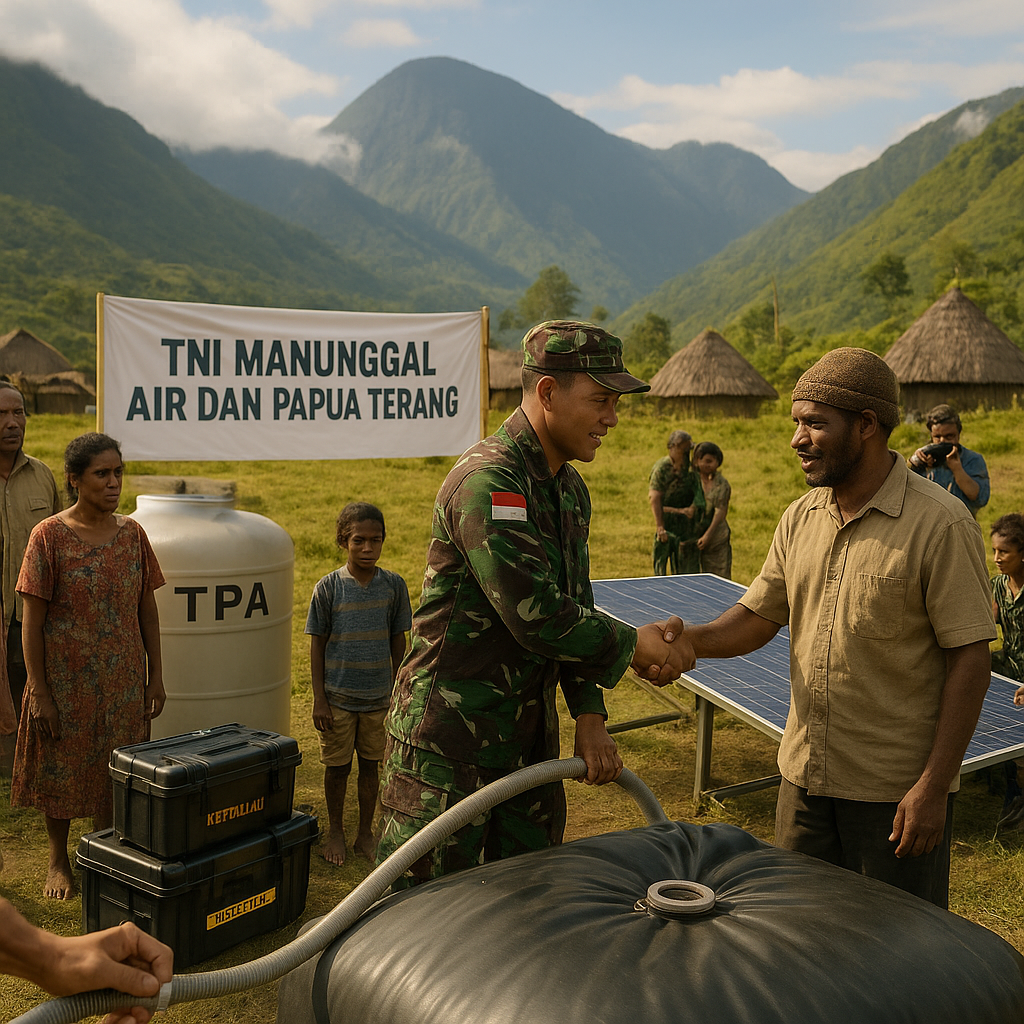 TNI AD Kirim Peralatan untuk Bangun Titik Air Bersih dan Listrik di Jayawijaya
