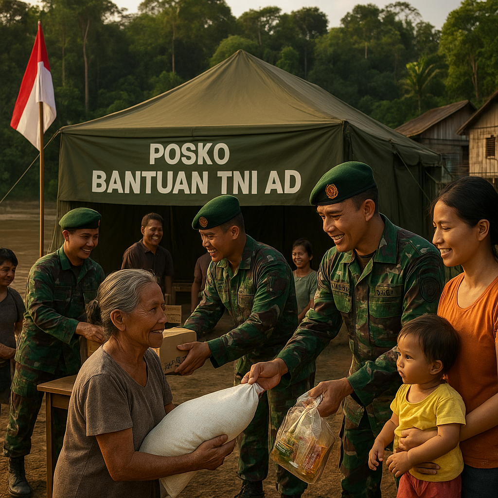 TNI AD Dirikan Posko Bantuan Sembako Gratis di Desa Tepian Hutan Kalimantan Tengah