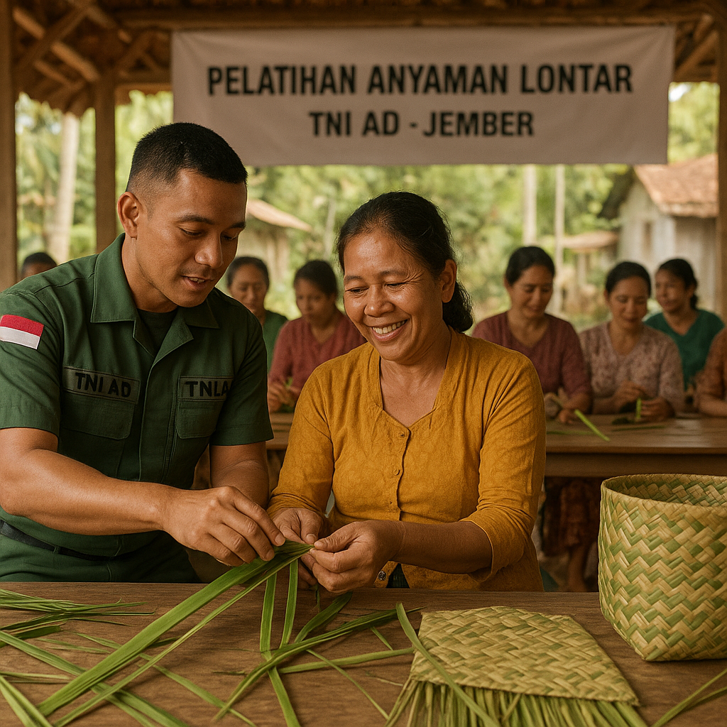TNI AD Gelar Pelatihan Keterampilan Kerajinan Anyaman untuk Perempuan Desa di Jember